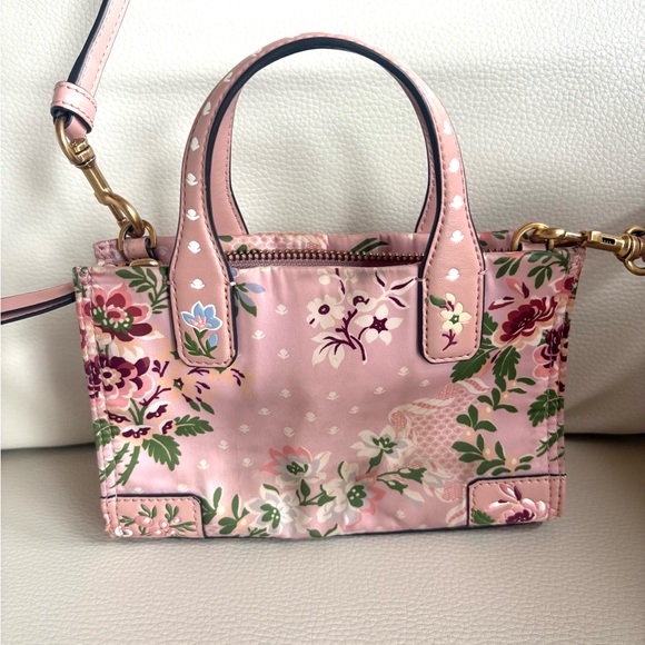 Rare Tory Burch Pink Floral Mini Ella aka Micro Ella Tote - Picture 4 of 14